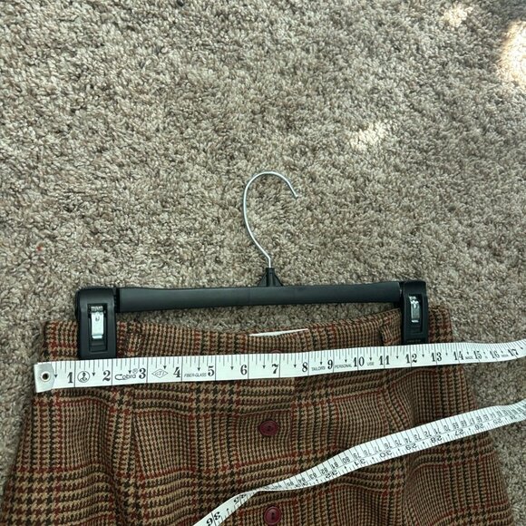 Talbots Petites 100% Wool Plaid Mini Skirt Brown Plaid Academia Academic Sz S - Picture 3 of 6